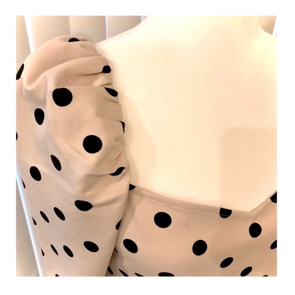 NWOT H&M Polka Dot Puff Sleeve Top - Picture 3 of 8
